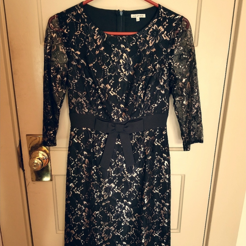 Black and gold lace dress by Lace & Mesh